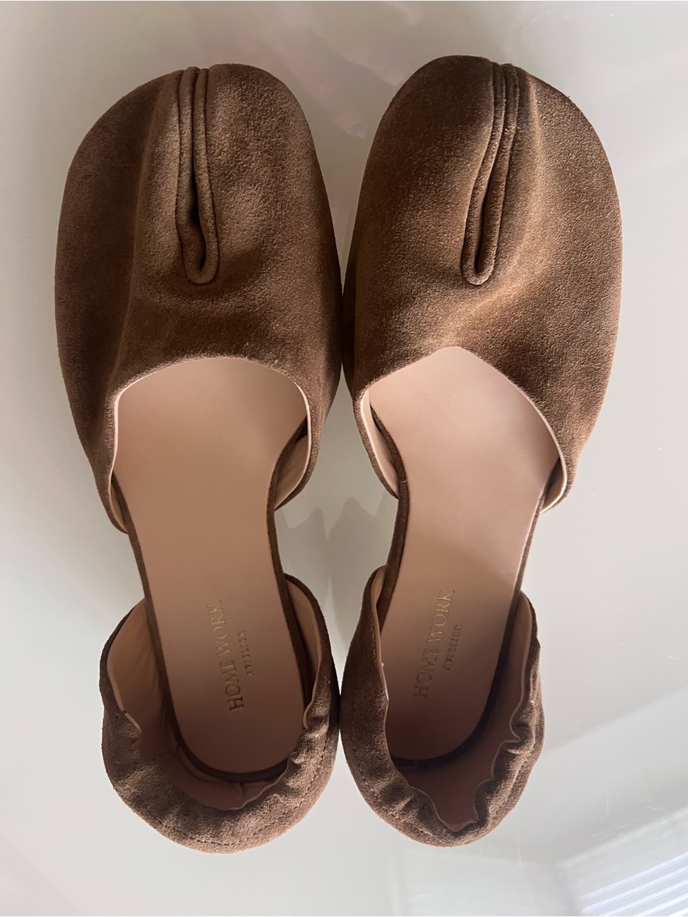HOME WORK ATELIER Tabi Ballet Flats Suede Brown Minimalist Shoes - Picture 5 of 16